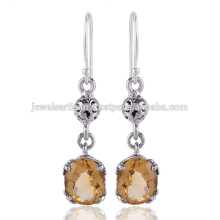 Boucles d&#39;oreille en citronnelle naturelle en citronnelle 925 en argent sterling